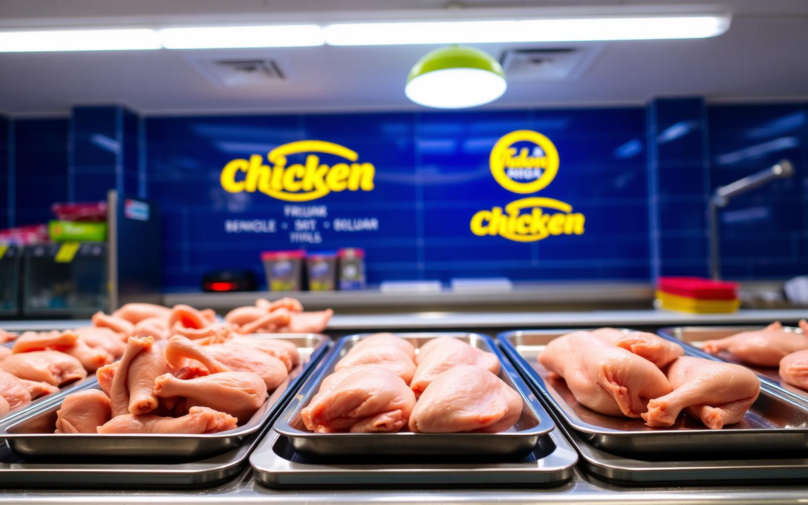 Fresh chicken cuts displayed at Captabs Poultry Hub counter